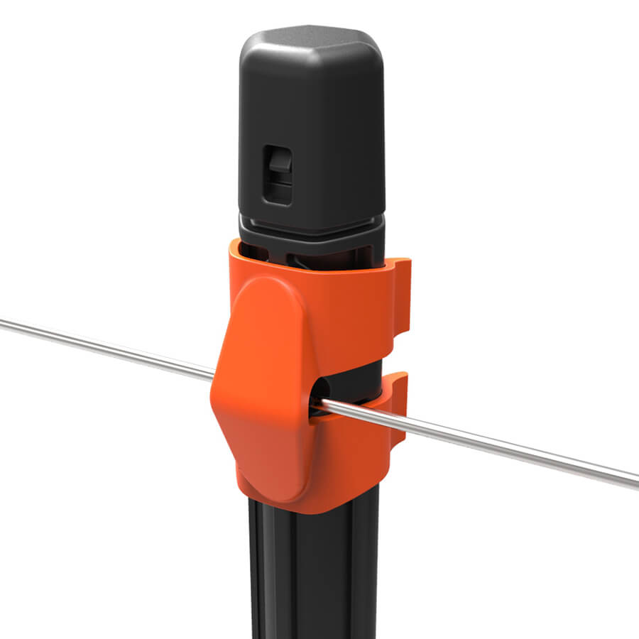 Izolátor Clip, pre drôt a lanko, pre Line Post stĺpik, 20 ks oranžový