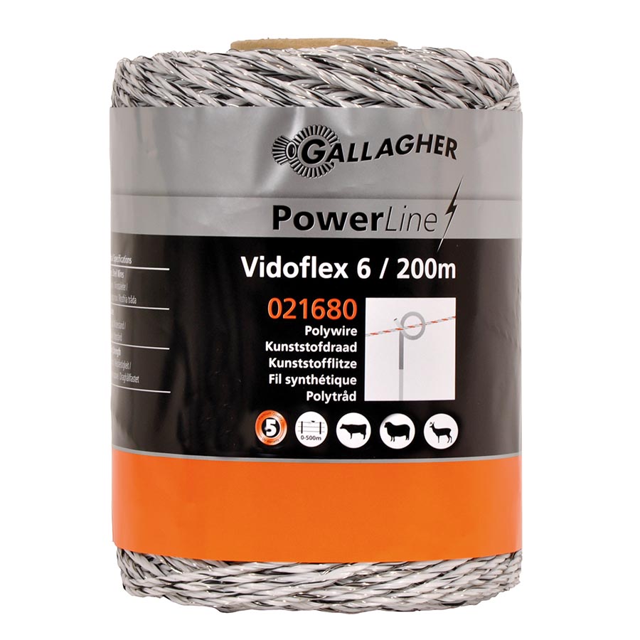 Lanko vodivé, PowerLine Vidoflex 6, L 200 m, biele Gallagher