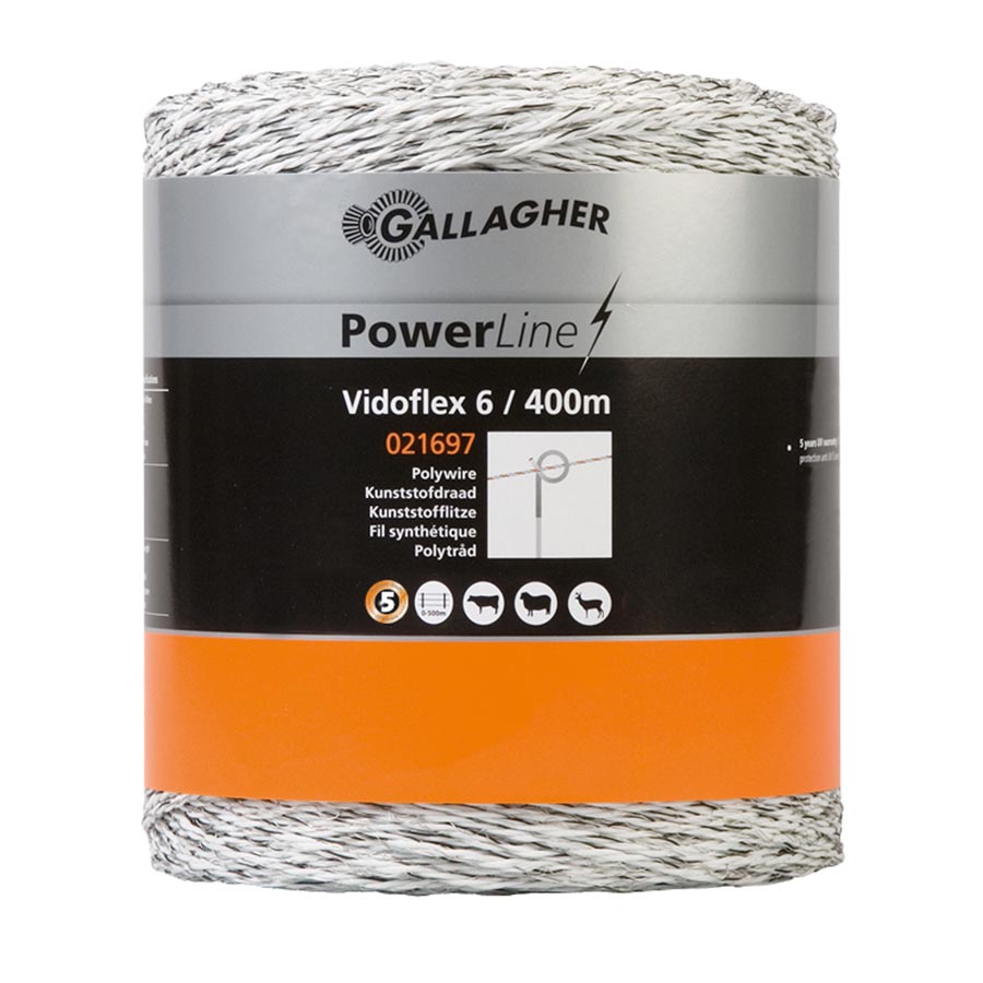 Lanko vodivé, PowerLine Vidoflex 6, L 400 m, biele Gallagher