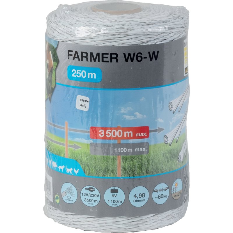 Lanko vodivé, FARMER W6-W, biele, 250 m Horizont 