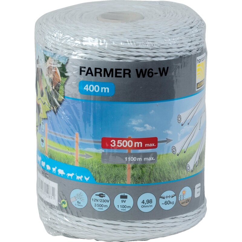 Lanko vodivé, FARMER W6-W, biele, 400 m Horizont