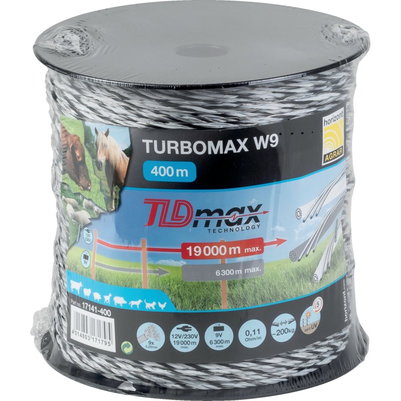 Lanko vodivé, TURBOMAX W9, biele-čierne-biele, 400 m Horizont 