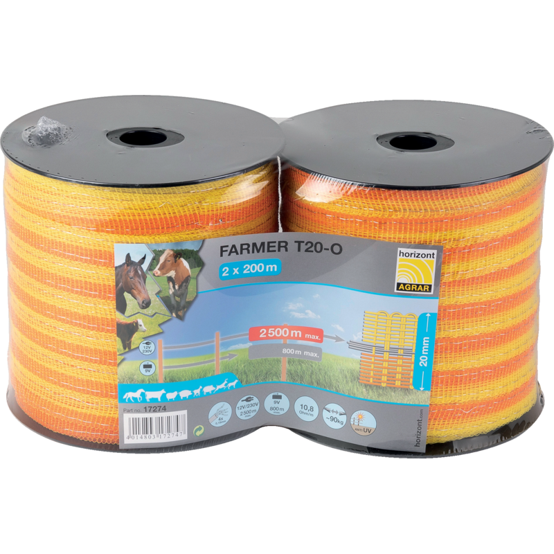 paska HORIZONT FARMER T20-O, zlta/oranzova, 2 x 200 m, 2 Rolňa Horizont